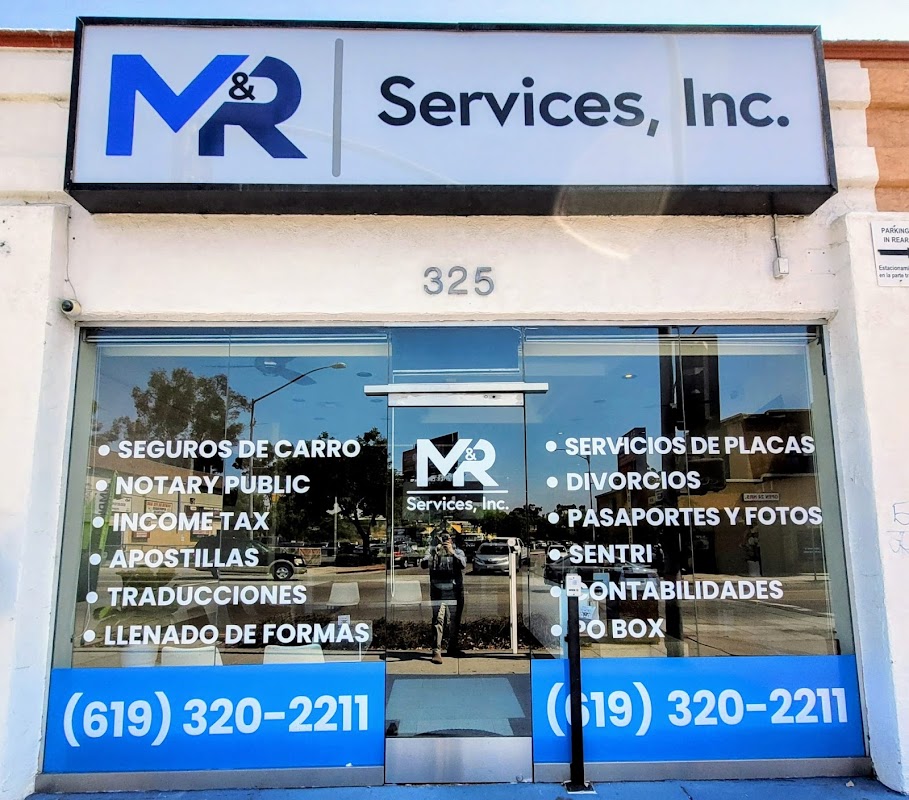 M & R Business Services office exterior in San Ysidro, CA